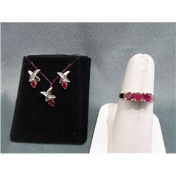 10KT Yellow Gold Ruby & Diamond 3-Piece Set
