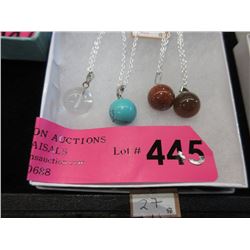 4 New Gemstone Orb Necklaces on Silver Chains