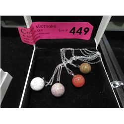 4 New Gemstone Orb Necklaces on Silver Chains