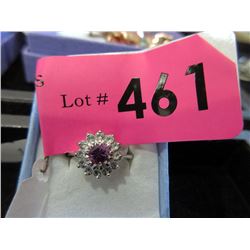10KT White Gold Amethyst Ring  - Size 6.5