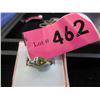 Image 1 : 14KT White Gold Peridot Diamond Ring - Size 4.5