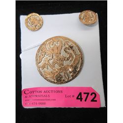 Vintage .925 Mexican Silver Brooch and Earrings