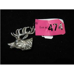 Vintage Sterling Silver Stags Head Brooch