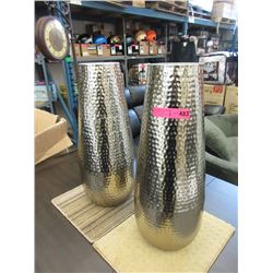 Pair of New Silver Metal Floor Vase