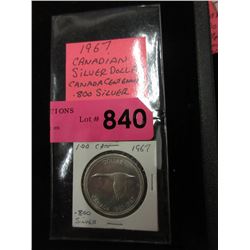 1967 Canadian Silver Dollar Coin - .800 Silver