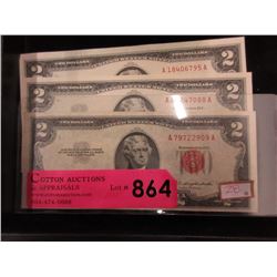 3 USA 1953 Red Seal $2 Bills