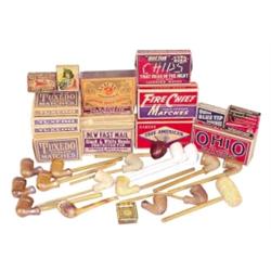 Pipes, matches & match safe: 15 NOS c...