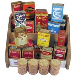 Spice & cocoa tins, coffee flavoring ...