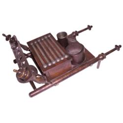 Smoking caddy: wheelbarrow holds ciga...