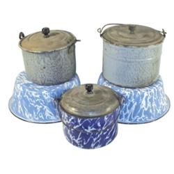 Graniteware berry buckets (3), 2 are ...