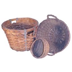 Old baskets (3): large oak splint, tw...