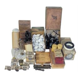 Boxes of NOS hardware: porcelain pull...