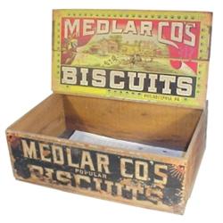 Medlar Co's. Biscuits wooden box, dov...