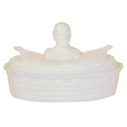 Milk glass candy dish, Admiral Dewey,...