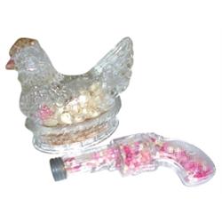 Glass candy containers (2): Chicken o...