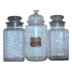 Glass candy jars (3): 2 square (exter...