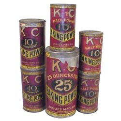 K C Baking Powder tins, 6 full cans w...