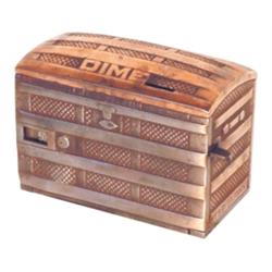 Dime registering trunk bank, CI w/cop...