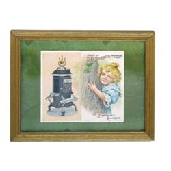 Framed Round Oak Stove adv. brochure,...