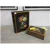 Image 1 : 2 Hand Painted Book Shaped Keepsake Boxes