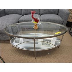 New Glass Top Coffee Table w/ Mirrored Base Shelf
