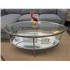 Image 1 : New Glass Top Coffee Table w/ Mirrored Base Shelf