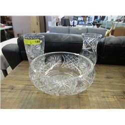 Large Pinwheel Crystal Bowl & 2 Vases