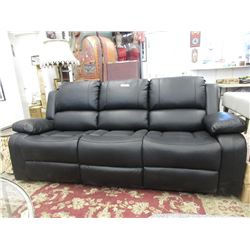 New Black Leather Double Reclining Sofa