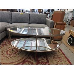 New Glass Top Coffee Table w/ Mirrored Base Shelf