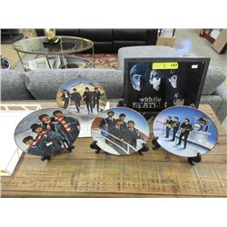4 Beatles Collector Plates & a Framed Picture