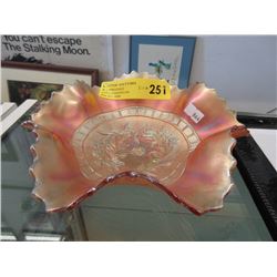 Vintage Marigold Glass Ruffled Dish