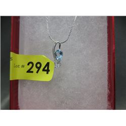 Blue Topaz & Diamond Loop Style Necklace