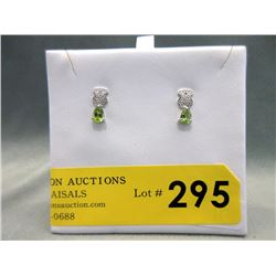 New Green Peridot & Diamond Earrings
