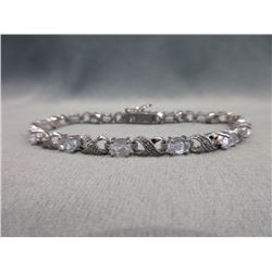 White Topaz & Diamond Tennis Bracelet
