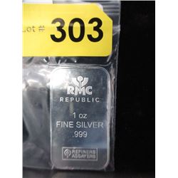 1 Oz. Republic Metals Corp. .999 Silver Bar