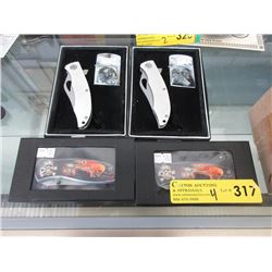 4 New Folding Knives - 2 With Lighters
