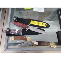 2 New Folding Knives & Two 5" Daggers