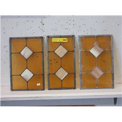 3 Small Leaded Glass Panels