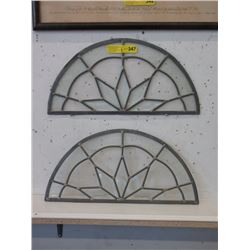 2 Leaded Glass Half Moon Panels