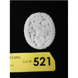 2" Carved White Jade Dragon Amulet / Pendant