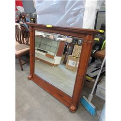 New Large Wood Frame Beveled Glass Mirror