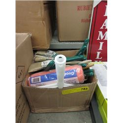 Box of Assorted New Paint Brushes & Roller Sleeves