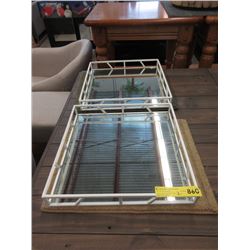 2 New Mirrored Metal Trays