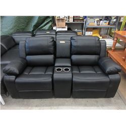 New Black Leather Double Reclining Sofa