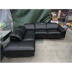 New Black Leather Power Reclining Sectional Sofa