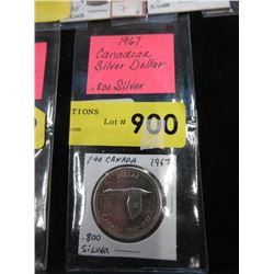 1967 Canadian Silver Dollar Coin - .800 Silver