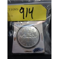 1957 Canadian Silver Dollar Coin  - .800 Silver