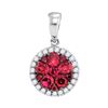 Image 1 : 0.64 CTW Ruby Cluster Diamond Circle Pendant 14KT White Gold - REF-52W4K