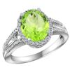 Image 1 : Natural 3.1 ctw peridot & Diamond Engagement Ring 10K White Gold - REF-49A8V