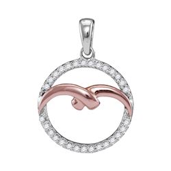 0.16 CTW Diamond Circle Outline Pendant 10KT Two-tone Gold - REF-14M9H